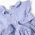 Vestido celeste Zippy floral cuello y mangas con vuelitos - Kinder Guatemala -