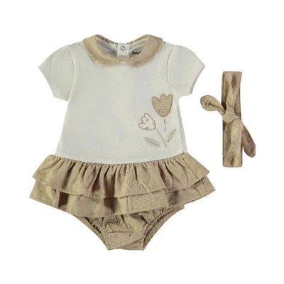 Vestido con cubrepañal + cinta Babybol flower - Kinder Guatemala - 