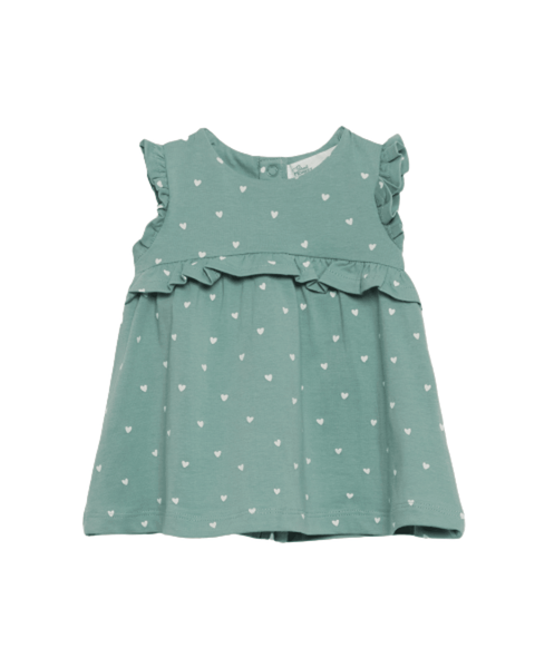 Vestido Street Monkey estampado corazones color verde para niña - Kinder Guatemala - Vestido