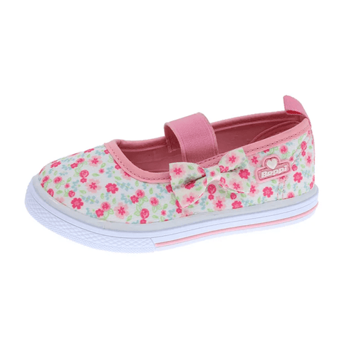 Zapato Beppi de lona, cinta elastic y diseño de flores con un moño en lateral para niña - Kinder Guatemala - 