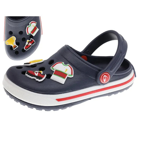 Zapato Beppi tipo Clog: aromático, con temática futbol con correa en el talón color azul para niño - Kinder Guatemala - Zapato tipo clog