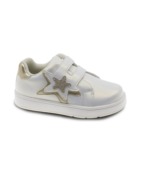 Zapato Casual Beppi con dos cinchos diseño de estrella suela antideslizante color blanco para niña - Kinder Guatemala - zapatos casual y de vestir