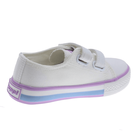 Zapato de lona Beppi con doble velcro y estrellas niña blanco - Kinder Guatemala - 