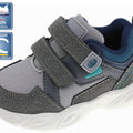 Zapatos Beppi Casual deportivo casual, en piel sintética y textil, con dos cinchos de velcro para un buen ajuste del pie, suela ultra ligera color gris para niño - Kinder Guatemala - Zapato con doble velcro