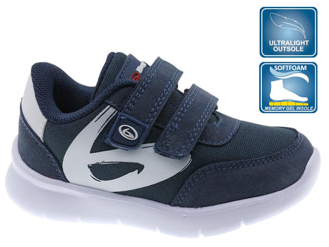 Zapatos deportivos Beppi azul con contraste V en blanco y cierre con velcros - Kinder Guatemala - 