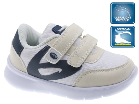 Zapatos deportivos Beppi blanco con contraste V en azul y cierre con velcros - Kinder Guatemala - 