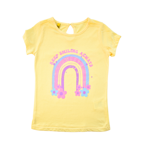 People blusa manga corta estampado arco iris amarillo niña